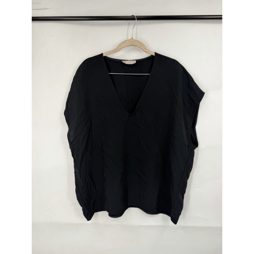 Everlane Boxy Oversized Sleeveless Triacatate Top Women 16 Black Minimalist